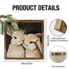 1 Conejo de estilo rústico de madera para rollo de papel higiénico, decoración de pared de conejo adorable de 8X8 pulgadas, apto para baños, cafés y tiendas - Tratamiento pulido, sin electricidad ni baterías requeridas