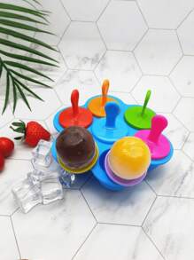 7 Hole Ice Cream & Popsicle Mold ,Simple DIY Frozen Snack Maker,DIY Ice Cream & Fruit Shake Maker With Easy-Grip Handles And Drip TrayFor Home Kitchen,Youngsters And Family Fun