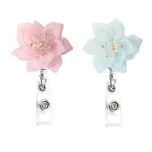 Retractable Badge Holder Flower Badge Reel ID Name Card Holder With Alligator Clip