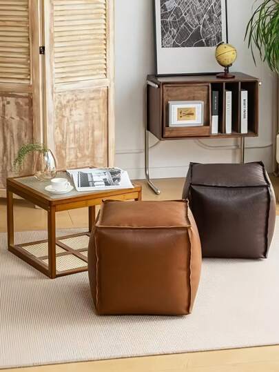 1st lyxig, mjuk förvaringspall/ottomansk, universalfotstöd i vintagestil, förvaringsväska för leksaker och hushållsartiklar med stor kapacitet (ingen fyllning)