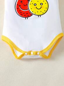 3pcs Infant/Baby Girl Summer Outfit: Fruit Pattern Bodysuit + Fruit Print Skirt + Headband