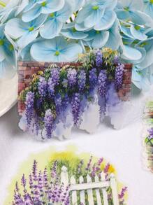 1套/60张 | 清新简约花园主题自粘贴纸 墙面植物藤蔓 篱笆花束 松鼠 花卉元素 PET防水笔记本装饰材料 适用于日记本 水杯 手机壳等 手工DIY唯美贴纸套装 - 彩色 - 查看 6