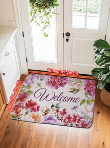 1 tấm thảm chùi chân họa tiết hoa chào mừng, quà tặng Giáng sinh tối giản hiện đại hình chữ nhật dày trang trí lối vào, thảm thấm hút chống trượt cho sảnh vào/bếp/trong nhà - Nhiều màu - Xem 15