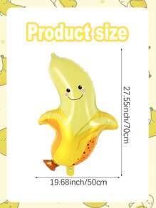 6 件香蕉形铝箔气球，适用于香蕉主题派对装饰、生日、迎婴派对、夏季水果主题活动 - 彩色 - 查看 2