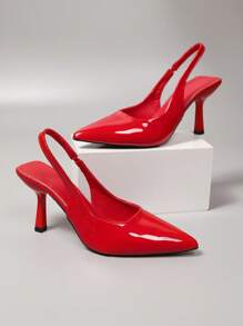 Zapatos de tacón alto para mujer, nuevas llegadas de primavera con punta afilada y tacón alto, sandalias sexy de tacón con correa de recubierto negro espejo 2 en 1 convertibles