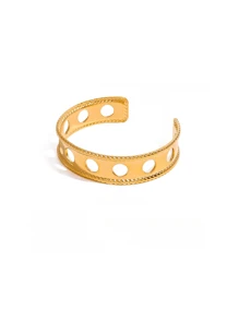 5pcs 18K Gold Plated Stainless Steel Exaggerated Thick Gold Bangle Bracelets, Bohemian Style Gifts For Women, Gold Bracelets, Women's Jewelry, Ins Style, Delicate Gifts