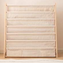 Wooden Bookshelf For Wood Bookrack Canvas Book Storage Shelf Display Bookshelf 6 Tier Book Rack For Bedroom Living Room Playroom Storage Organizer Natural 29.52" L X 11.81" W X 31.10" H