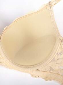 Women's Sexy Lace Push-Up Lingerie Bra, Cleavage & Side Support, Adjustable Straps, Minimizes Sagging, Nude Color Bridal Lingerie Bra