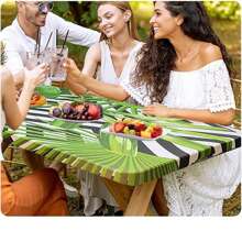 1pc Spandex Picnic Table Cloth, Elastic Fitted For 6ft Rectangle Tables, Washable Stretch Patio Table Cover For Outdoor, Camping, Banquet And Parties