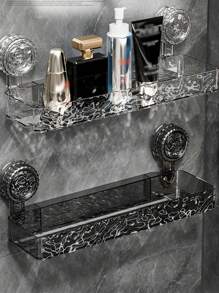 1 件免钻壁挂式波浪纹吸盘收纳架，方形和三角形可移动收纳架，适合返校季