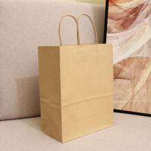 10个/套白色/黑色/米色牛皮纸手提袋，礼品包装袋，服装购物袋，烘焙咖啡茶携带袋，外卖包装袋