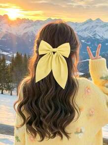 1/10个随机颜色大蝴蝶结发夹，柔软长尾蝴蝶结发卡，复古金属丝绸发夹，优雅发饰，送给女孩的绝佳礼物，爪夹，头部饰品，发卡 - 彩色 - 查看 4