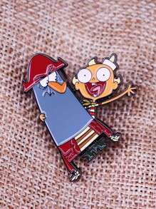 1pc Geometric Cartoon Character Quote Decorative Brooch, Zinc Alloy Material For Bag, Clothing, Accessory - A - View 2