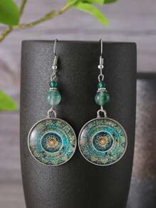 Vintage Mandala Flower Pendant Earrings, Boho Style Jewelry - Symbolizing Peace And Good Fortune, Suitable For Daily Wear And Party, An Ideal Gift For Women, And A Perfect Choice For Parties And Birthdays - Multicolor - View 4