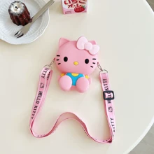SANRIO 1pc Hello Kitty Silicone Crossbody Pouch, Featuring Japanese-Style Animal Print Design, Water-Resistant, Adjustable Strap And Zipper Closure, Suitable For Outdoor Activities And Machine Washable - Multicolor - View 7