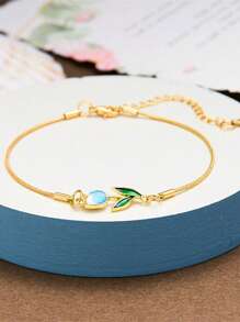 1 pieza Brazalete elegante con tulipán esmaltado