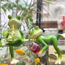 Estatua en miniatura de rana para decoración de macetas, accesorios lindos para macetas, estatua de rana de resina para decoración de jardín de hadas, decoraciones de plantas estéticas para amantes de patios, acuarios, televisores, decoraciones de césped, entusiastas de la decoración del hogar, decoración de Halloween y decoración navideña