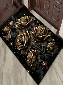 1pc Dark-Colored Cosmic Design Area Rug, Sun, Moon, Star, Universe Elements, Casual Theme Anti-Slip Decorative Carpet, Velvet Material Black Anti-Slip Bottom, Vintage High-End Distinctive Rug - Washable, Suitable For Living Room, Bedroom, Bathroom, Kitchen, Outdoor Garden, Various Sizes Available, Easy To Clean, Machine Washable Home Decor - Stain-Resistant, Anti-Slip, Low-Pile