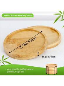 7/6/4/1pc Bamboo Coasters, Multiple Shape Designs, Round, Square, Heart, Hexagon Coasters, Suitable For Coffee Cups, Flower Pots, Wine Glasses, Beverage Trays, Creative Handmade Trays, Home, Office And Other Desktop Decoration (Note: This Product Is Made Of Bamboo Material, Surface Patterns And Textures May Slightly Differ From The Image) - Multicolor - View 3