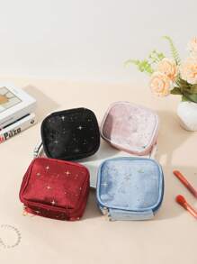 1pc Simple Star-Shaped Cosmetic Bag, Portable Multifunctional Coin Pouch, Women's Accessory Organizer Makeup Travel Toiletry Organizer Essentials Gifts Storage Zipper Accessories Nail