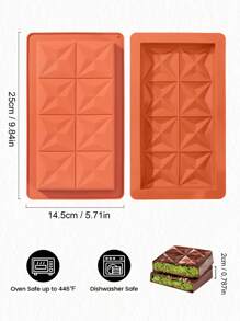 1/2pcs 3D Silicone Rectangle Chocolate Bar Mold, Non-Stick DIY Dessert Baking Mould For Chocolates & Candies, Bakery Tool Accessories