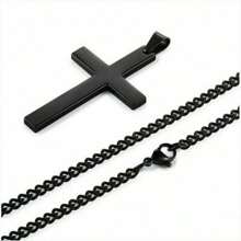 1 pieza Collar con colgante de cruz de acero inoxidable de moda para hombre - Ideal para uso diario, ¡regalo perfecto para el novio! Regalo para el Día del Padre