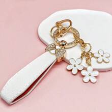 Bowtie & Sakura Duo! 1 Alloy Metal Leather Strap Keychain, Hang Car Keys, Door Keys, Bags – Stylish & Practical!