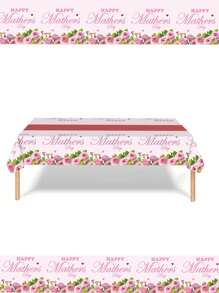 1 pièce Nappe de table imprimée de fleurs pour fête, nappe de table en plastique jetable et imperméable, décoration de table thème Fête des Mères, décoration de maison, convient pour les festivals, anniversaires, mariages, fêtes, 54*108 pouces