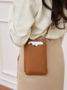 MIYIN New Women's Casual Zip Around Wallet & Mobile Phone Bag Fashion Minimalist Solid Color Crossbody Bag With Adjustable Strap Litchi Embossed Vertical Wallet With Card Slots & Front Pocket & Zipper Coin Pocket For Credit Card/ ID Card/ / Cash/Cell Phone/Bank Card For Lady & White-Collar Workers Shopping Travel Commute Office Work Phone Phone Pouch For Women Wallet Purse Wallet (Brown) Phone Case - Brown - View 6