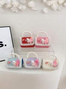 1 件公主风格链条包婴儿珍珠配饰手提包儿童可爱独角兽女孩单肩包，可爱零钱包，肩带休闲舒适，顺滑长款，百搭不挑剔，送给女孩的完美礼物，适合日常玩耍和旅行 - 珍珠手提包 - 查看 1