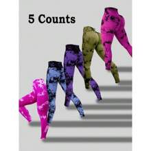 Women's Tie Dye Print Scrunch Sports Leggings, Sport High Waist Seamless Skinny Pants, Women Sport & Outdoor Clothing For Summer, Gym Clothes
