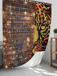 1pc/4pcs Lion Tiger Leopard Design Bathroom Decorative Waterproof Shower Curtain Set With 12 Hooks, Slip-Resistant Bathroom Mat, U-Shaped Toilet Mat And Round Toilet Lid Cover, Multi-Purpose Bathroom Set For All Scenes