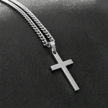1 pieza Collar con colgante de cruz de acero inoxidable de moda para hombre - Ideal para uso diario, ¡regalo perfecto para el novio! Regalo para el Día del Padre