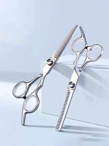 2pcs Professional Unisex Hair Cutting Scissors, Ambidextrous Thinning Shears For Relaxed Textured Hair, Unscented Hairdressing Kit With Case For Styling Men & Women