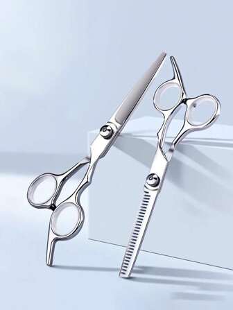 2pcs Professional Unisex Hair Cutting Scissors, Ambidextrous Thinning Shears For Relaxed Textured Hair, Unscented Hairdressing Kit With Case For Styling Men & Women