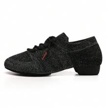 Zapatos de baile negros para mujer, zapatos de salsa y jazz, zapatos de baile moderno para adultos y niñas, suela blanda, transpirables, zapatos de baile de salón profesionales para práctica