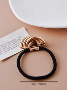 1 件女士优雅香槟色条纹发圈，高弹力橡皮筋发带 - 香檳色 - 查看 4