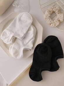 4 đôi tất nữ kiểu thuyền, tất ngắn màu đen trắng, phù hợp cho mọi mùa, màu ngẫu nhiên. - Nhiều màu - Xem 4