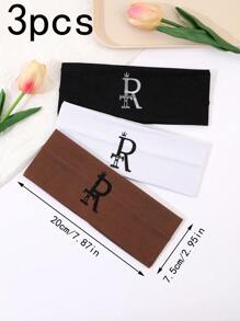 2/3/4/5 件原创字母 LOGO 弹性加宽头带男女通用防滑吸湿排汗柔软纤维头带运动休闲装适合瑜伽、跑步、健身、所有季节 - 彩色 - 查看 13