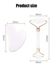 2pcs Face Gua Sha Massage Tools, Includes 1pc Double-Head Massage Roller And 1pc Heart-Shaped Gua Sha Board, Helps Reduce Puffiness, Calm And Lift Skin Through Facial Massage (Made Of ABS Plastic) - White - View 7