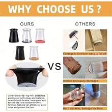 4/12pcs Premium Furniture Leg Covers - Scratch-Proof & Non-Slip With Easy Installation, For Round & Square Legs, Black & Transparent Design For Floor Protection, Ultimate, Felt Pads