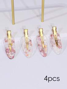 4pcs Metal Shards Transparent Hair Clip. No Trace Hair Clip. The Golden Fragments Are Random. Suitable For Wearing In Any Scenario, Hair Accessories, Head Accessories - Multicolor - View 14