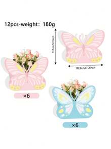 Set de 12 cajas de regalo con diseño de mariposa, decoración de mesa para boda, decoración central para fiestas, meriendas, Día de San Valentín, Día de la Madre (colores aleatorios)