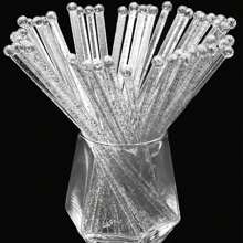 100/50/10 unidades Varillas de mezcla doradas elegantes con purpurina, agitadores de cóctel de cristal transparente - Perfectas para cócteles, postres y café - Ideal para Navidad, bodas, cumpleaños y talla grande - Mezclador de plástico duradero de 7.24 pulgadas