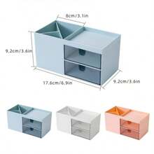 1 件多功能笔筒，3 色创意时尚桌面收纳盒，适用于办公用品和化妆刷 - 白色 - 查看 2