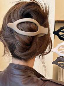 4 Stücke/1 Stück Damen 4.72in/12cm weiße & braune große leichte Kunststoff Haarspangen, modisch, vielseitig, elegant & minimalistisch einfarbig, geeignet für Alltag, Lässig, Party, Pendeln, Frisur, Gesicht/Haare waschen, Make-up, Outfit Accessoires