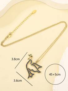 1 件镀金花卉锆石装饰吊坠项链，优雅时尚的女性礼物，适合日常佩戴 - 金黃色 - 查看 3