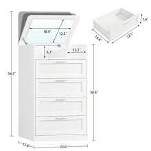 Tall White Dresser For Bedroom, 4 Drawer Dresser With Mirror, Modern Chest Of Drawers, Wood Closet Clothes Storage Organizer For Bedroom, White - 白色 - 查看 5
