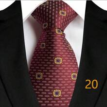 GOADAFOO Luxury 8CM Men Necktie Dark Red Color Solid Stripes Plaid Floral Ties For Man Groom Jacquard Woven Neck Tie For Business Wedding Party