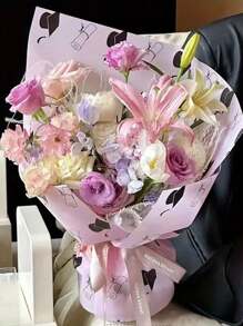 10 piezas de papel de envolver de estilo de ramo de floristería semitransparente con diseño floral de rosa, resistente al agua, estilo coreano simple para la temporada de graduación 2025, papel para manualidades y envoltura de regalos